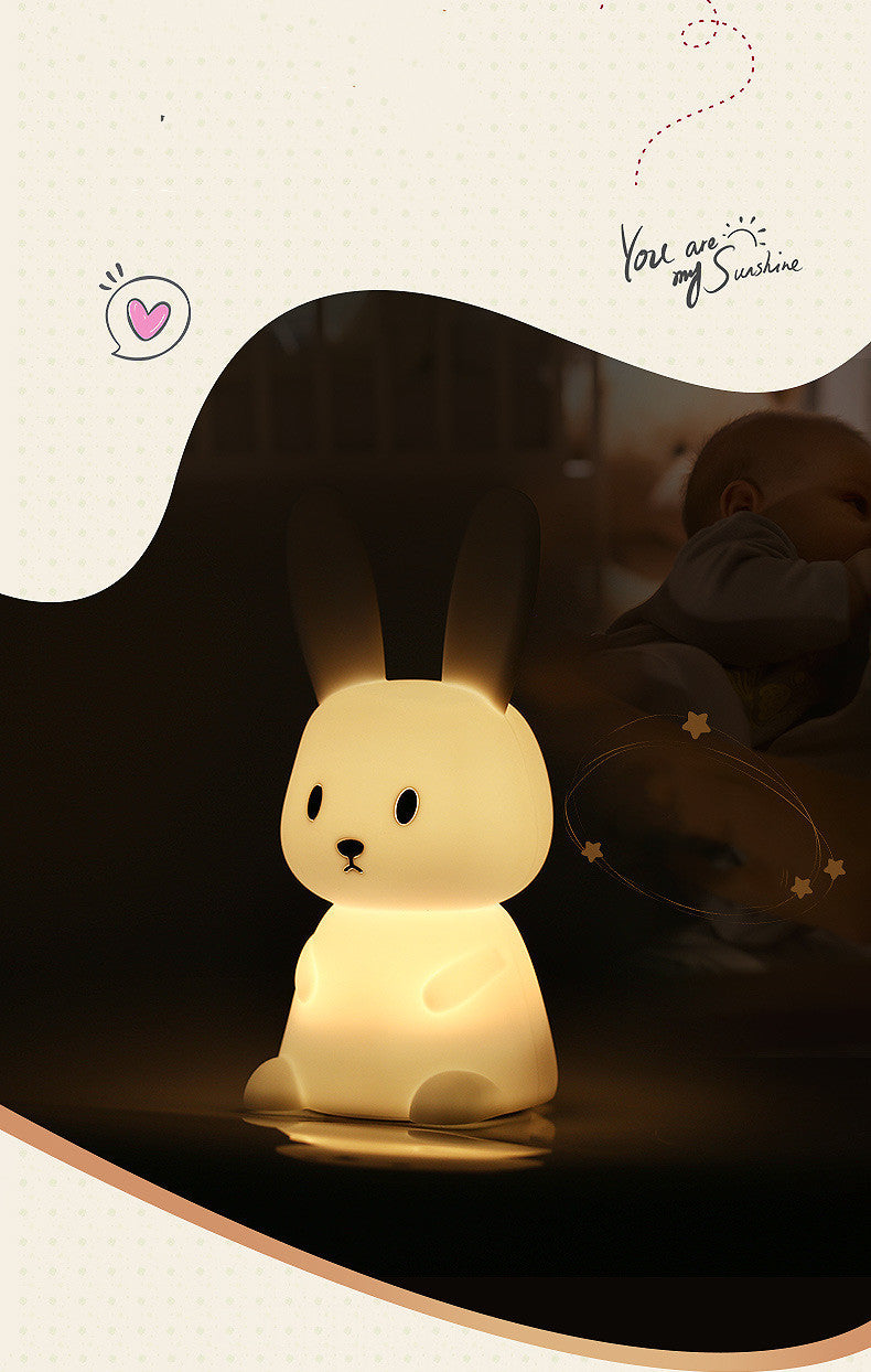 Blossoming Rabbit Silicone Lamp Led Colorful Atmosphere Night Light Bedside Lamp Birthday Gift