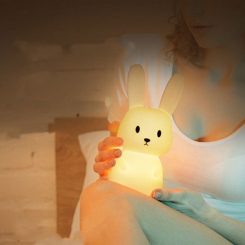 Blossoming Rabbit Silicone Lamp Led Colorful Atmosphere Night Light Bedside Lamp Birthday Gift