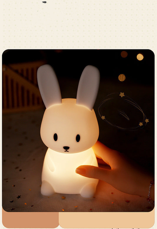 Blossoming Rabbit Silicone Lamp Led Colorful Atmosphere Night Light Bedside Lamp Birthday Gift